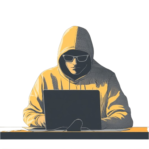 A typically cheesy image of a computer hacker doing probably naughty things. It's so cheesy, I made it cheese colour! hah!